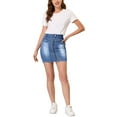 thumbnail image 2 of Allegra K Women's Denim Skirts Zip Front Slim Fit High Waist Mini Jean Skirt, 2 of 6
