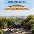 thumbnail image 2 of 9ft Patio Umbrella with Solar Lights, 3-Tier Umbrella Outdoor Patio with LED Lights, Ventilation, Easy Crank & Tilt, 8 Sturdy Ribs, UV Protection, Large Patio Umbrella for Deck, Pool, 2 of 8