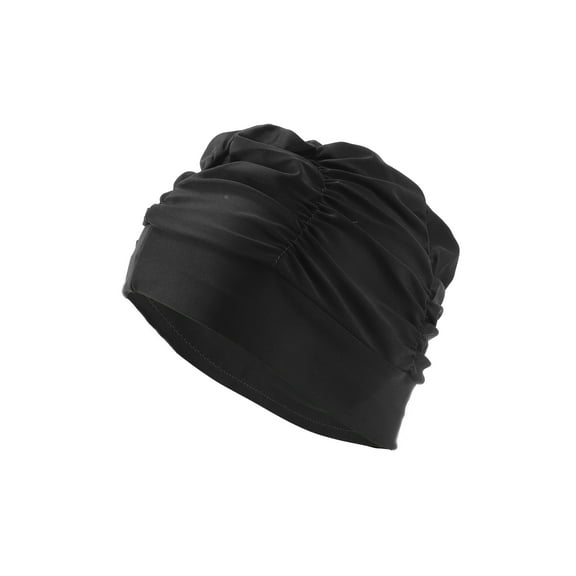 Unique Bargains 1 Pc Pleated Style  Swim Cap 5.91"x9.25" Black