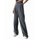 thumbnail image 3 of Pantalones de Traje de Pierna para Mujer, Pantalones Largos Informales de Negocios con Cintura Holgada y Corte Holgado Gris Oscuro L, 3 of 8