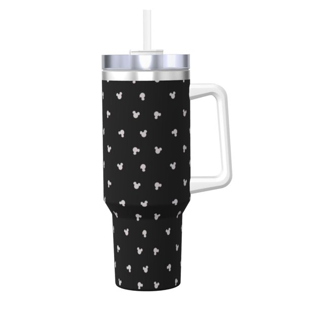 Regalos personalizados de Mickey Mouse para vasos de 40 oz con asa y pajita - Taza de café de viaje de acero inoxidable con tapa - Regalos ideales para mujeres, niñas y niños en cumpleaños y Navidad