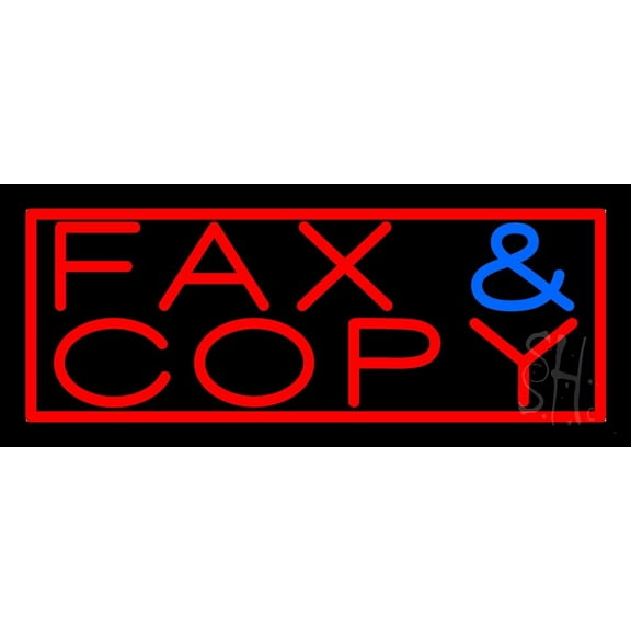 Fax Copy With Border 3 LED Neon Sign 10 x 24 - inches, Clear Edge Cut Acrylic Backing, with Dimmer - Bright and Premium built indoor LED Neon Sign for Computer & Electronics store decor.