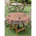 thumbnail image 4 of Outdoor Tablecloths with Umbrella Hole & Zipper, Purple Red Floral Boho Round Tablecloths 60 Inch, Vintage Ethnic Tribe Abstract Art Waterproof Table Cloth, Patio/Pool/Picnic Table Covers, 4 of 8