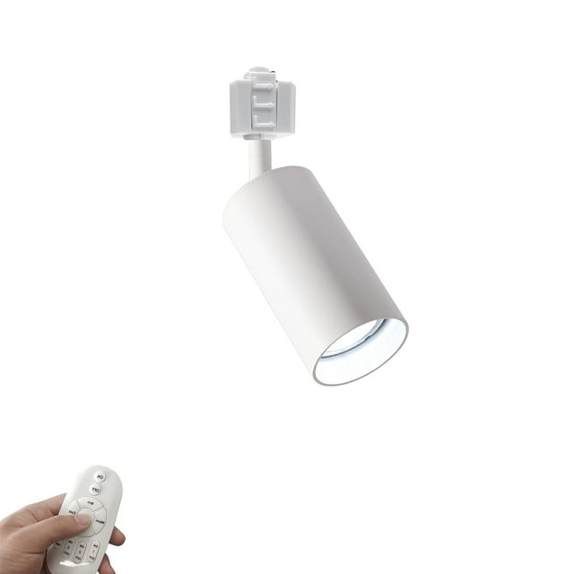 FSLiving Lampe de Piste à Intensité Variable Continue en H avec Télécommande, Angle d'Inclinaison Réglable, Spot de 7W, Lampe de Plafond Blanche pour Miroir, Couloir avant, Loft, Art Mural, Bureau (Sans Piste) - 1 Pack