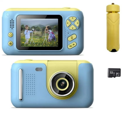 Image of Acuvar Full 1080P Flipping Selfie HD Compact Digital Rechargeable Camera with Tripod 32GB TF Card & 2 LCD Screen and Micro USB (Blue)