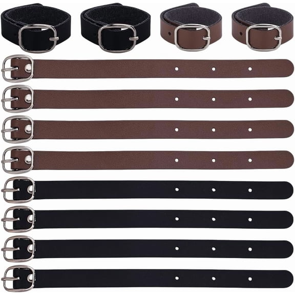 12pcs PU Leather Luggage Tag Straps 7.87inch 2 Colors Leather Luggage Loops with Alloy Buckle Name Tag Holders for Suitcases Briefcase Backpacks Travel Hanging Accessories
