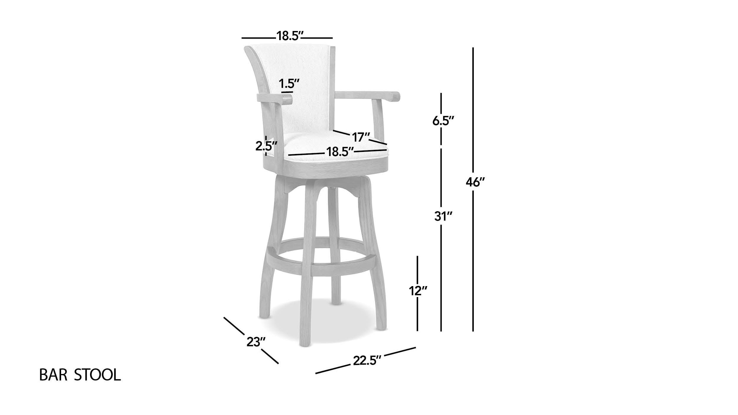 Jennifer Taylor Home Williams 31" Swivel Bar Stool with Armrests White Linen