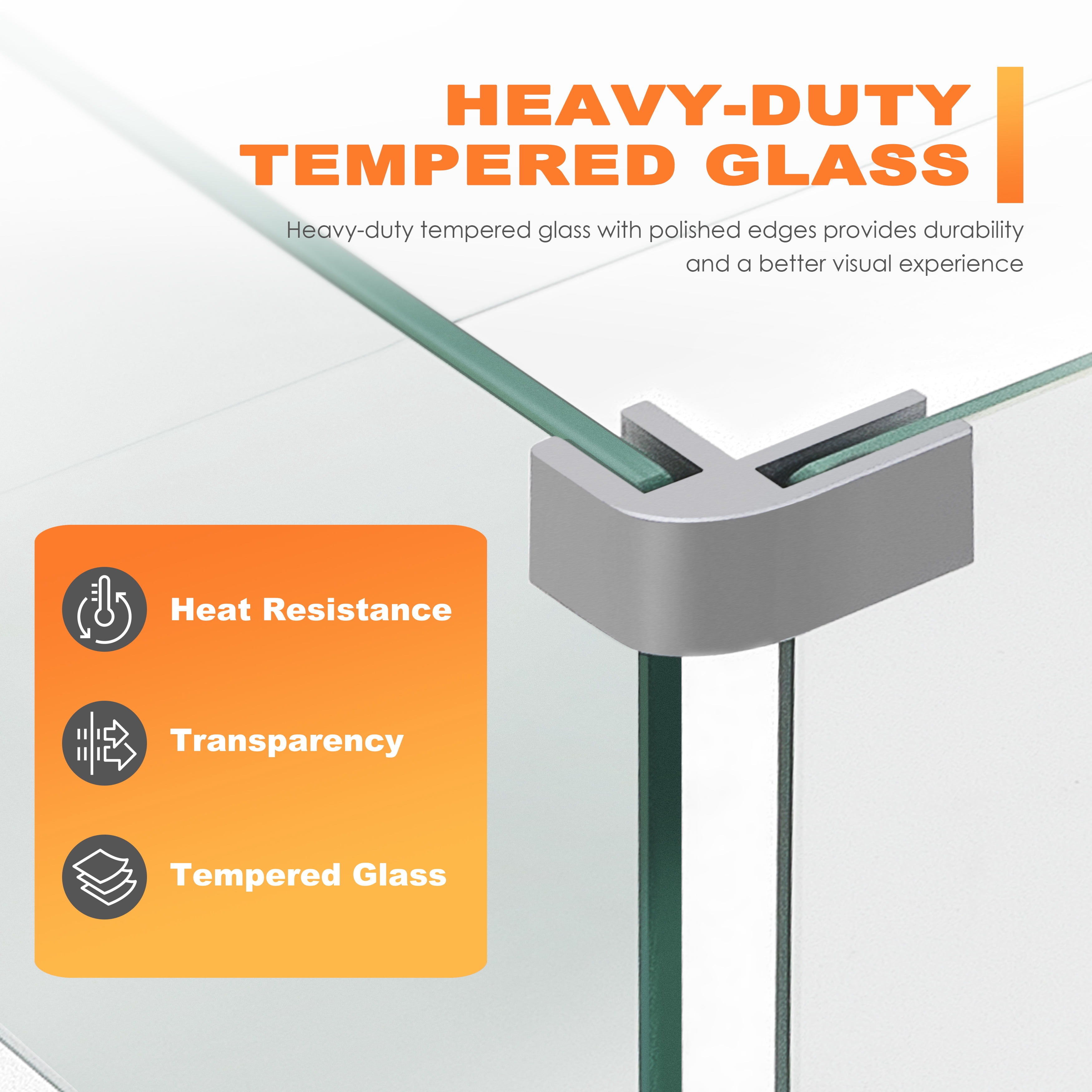 Nuu Garden Fire Pit Glass Wind Guard, Transparent Tempered Glass, Polished Aluminum Brackets, 3M Anti-Slip Pads, Rectangular, for Fire Pit Table