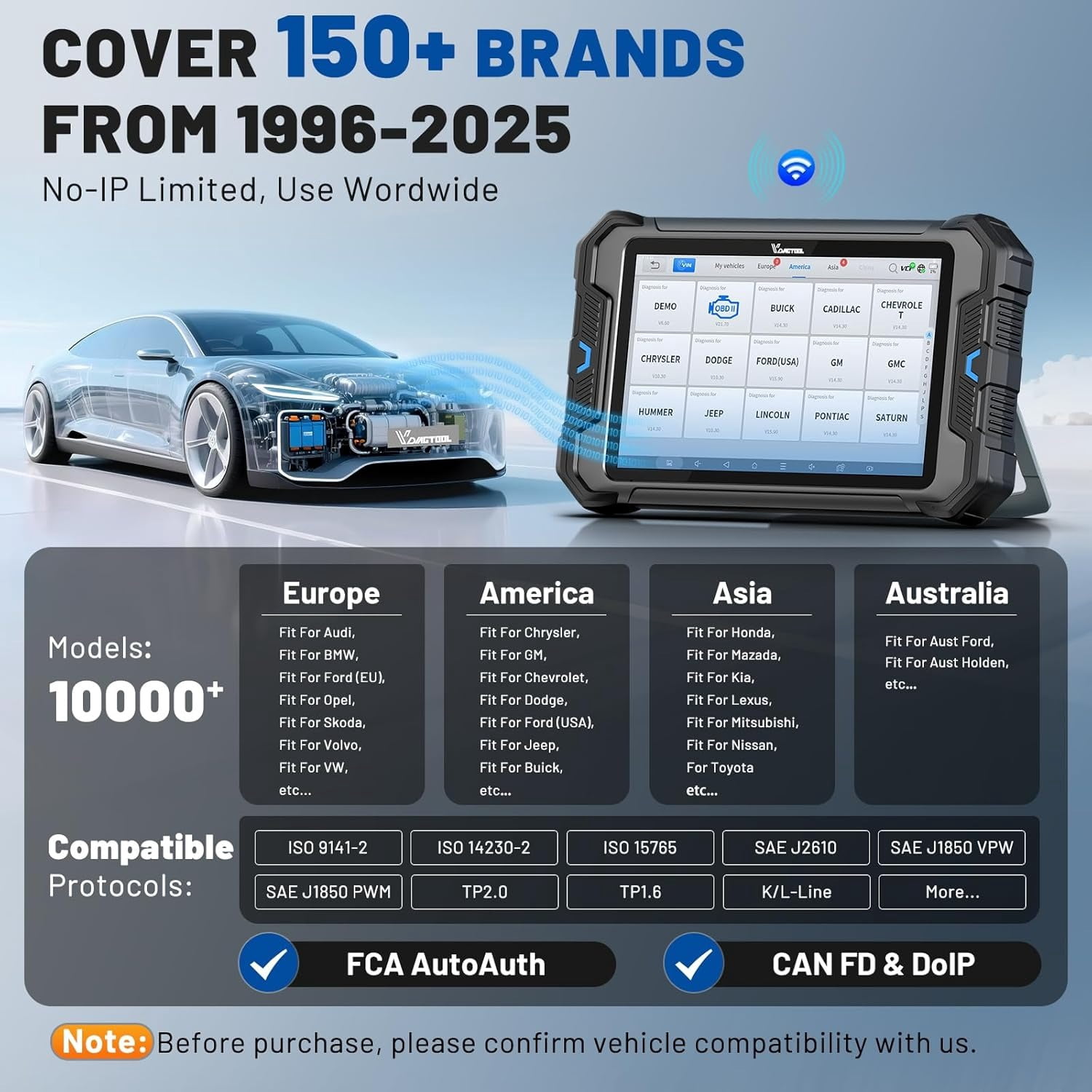 VDIAGTOOL VD80BT Automotive Bluetooth OBD2 Scanner with Topology Mapping, Full System Bi Directional Scan Tool 42+ Services