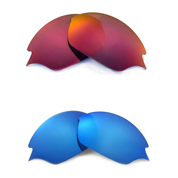 New Walleva Polarized Fire Red   Ice Blue Replacement Lenses For Oakley Romeo 2.0