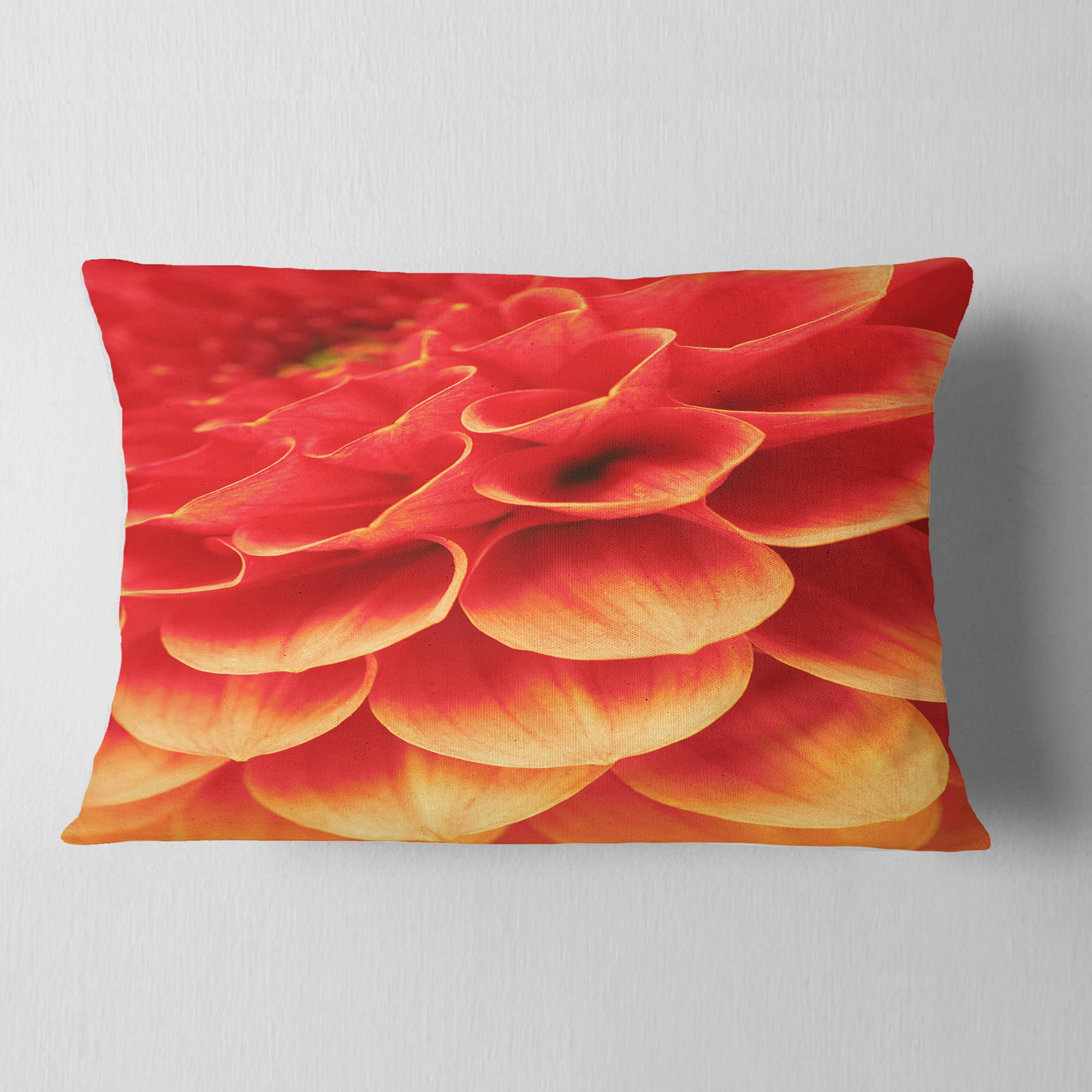 Designart Abstract Orange Flower and Petals - Floral Throw Pillow - 12x20
