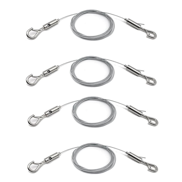 Paquete de 4 alambres ajustables para colgar cuadros, resistentes, soportan 50 libras, herrajes para colgar, cable de acero inoxidable de 2 m x 1,5 mm