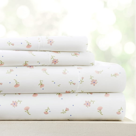 Linen Market 4 Piece Sheet Set Patterned, Full, Soft Floral Pink