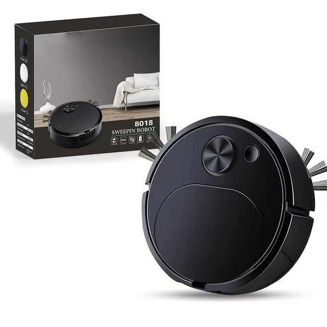 3 in 1 Automatic Vacuum Cleaner, Quiet, Rechargeable, Smart, Sweeping Robot for Hair, Dust, Stains, Black