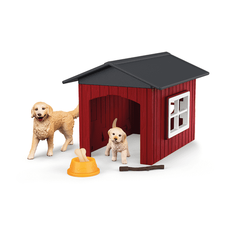 Schleich Farm World - 6pc Toy Dog Kennel Play Set with Golden Retrievers for Kids. Farm Animal Toys - Dog House and Puppy Figure for Screen-Free Play - Children Ages 3+ 42722
