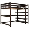 thumbnail image 6 of EUROCO Wood Full Size Loft Bed with Desk for Kids Teens, Espresso, 6 of 14