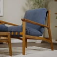 thumbnail image 3 of Grain Wood Furniture Solid Wood Mid Century Lounge Chair with Indigo Blue Cushions, 3 of 6