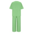 thumbnail image 5 of Women Vacation Clothing Set New Women's Loose Casual V-Neck Pullover Short Sleeve Plus Pants Women's Two-Piece Suit Green 4XL, 5 of 6