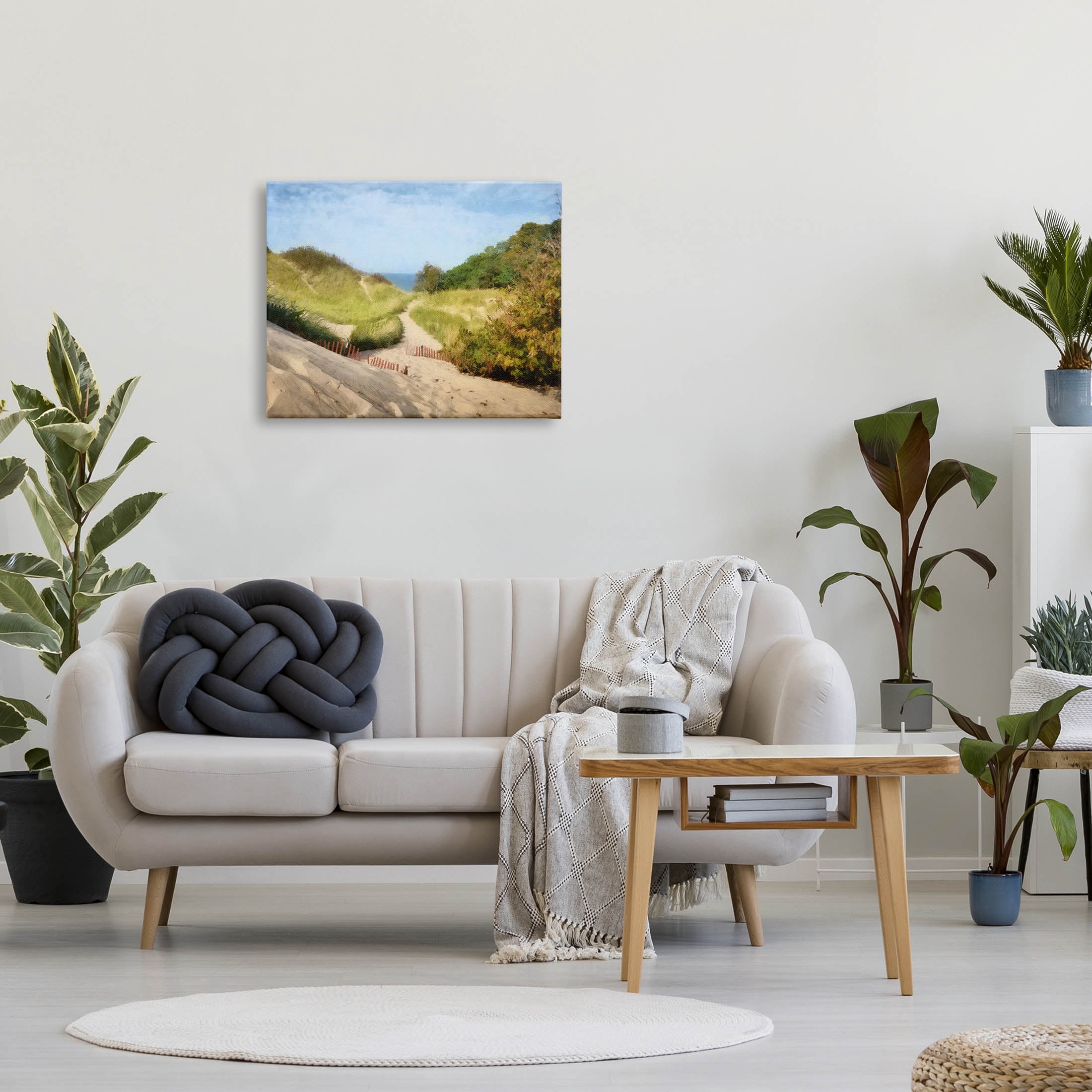 Sandy Summer Beach Path Landscape Graphic Art Gallery Wrapped Canvas Print Wall Art
