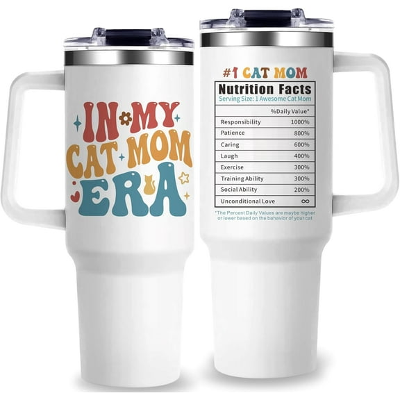 Cat Mom Tumbler Gifts for Cats Lovers Women 40Oz In My Cat Mom Era Tumbler with Handle Christmas Mothers Day Present for Cats Moms and Girls