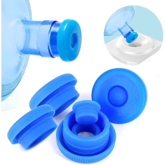 4 PCS 5 Gallon Caps for Water Jugs, Reusable 5 Gal Water Jug Cap, Replacement Leak Proof Water Bottle Lids Fit 55mm Bottles for Water Dispenser, Non Spill Refilling Five Gallons Lid Anti-Splash