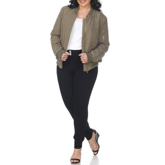 White Mark Women's Plus Size Bomber Jacket