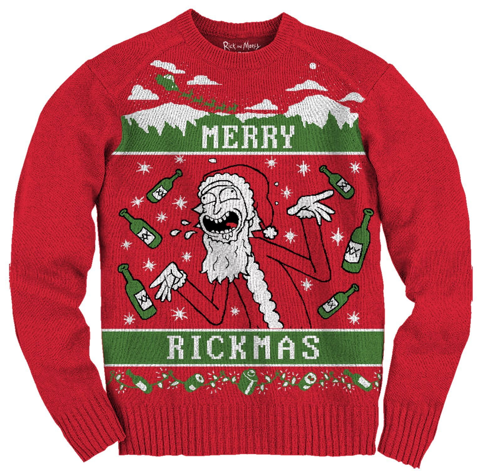 Rick & Morty Merry Rickmas Adult Christmas Crew Sweater - Walmart.com ...