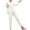 White, variant on Tnhcen 2 Piece Sexy Lace Trim Women's Velvet Pajamas Set Long Sleeve Button Up Shirts Pant Soft Sleepwear Homewear Set M-2XL
