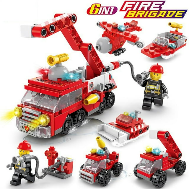 Amyove 6 In 1 Deformation Building Block Toys Engineering Vehicle Small Particles Building Bricks Gifts For Boys Girls