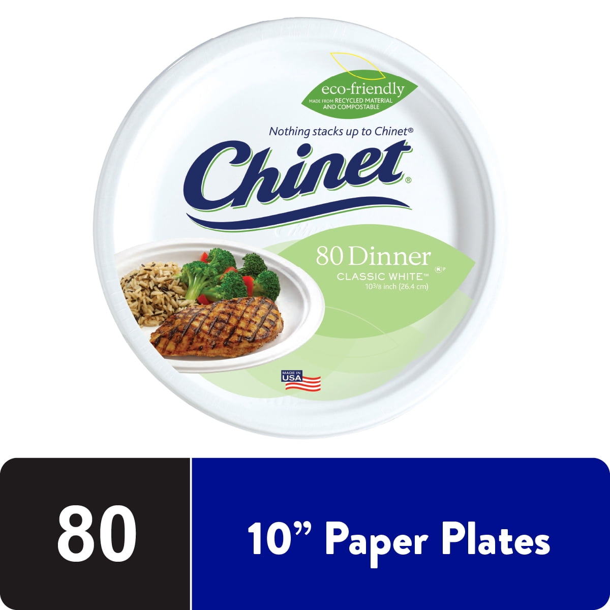 Chinet Classic 10 3/8" Disposable Dinner Plates 165 Count Pack White Dixie Comp 