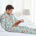 thumbnail image 6 of Fuzoiu Butterflies Print Men's Long-Sleeved Pajama,Lounge Button Down Nightwear,Mens Notch Collar Pajama Set -Medium, 6 of 7