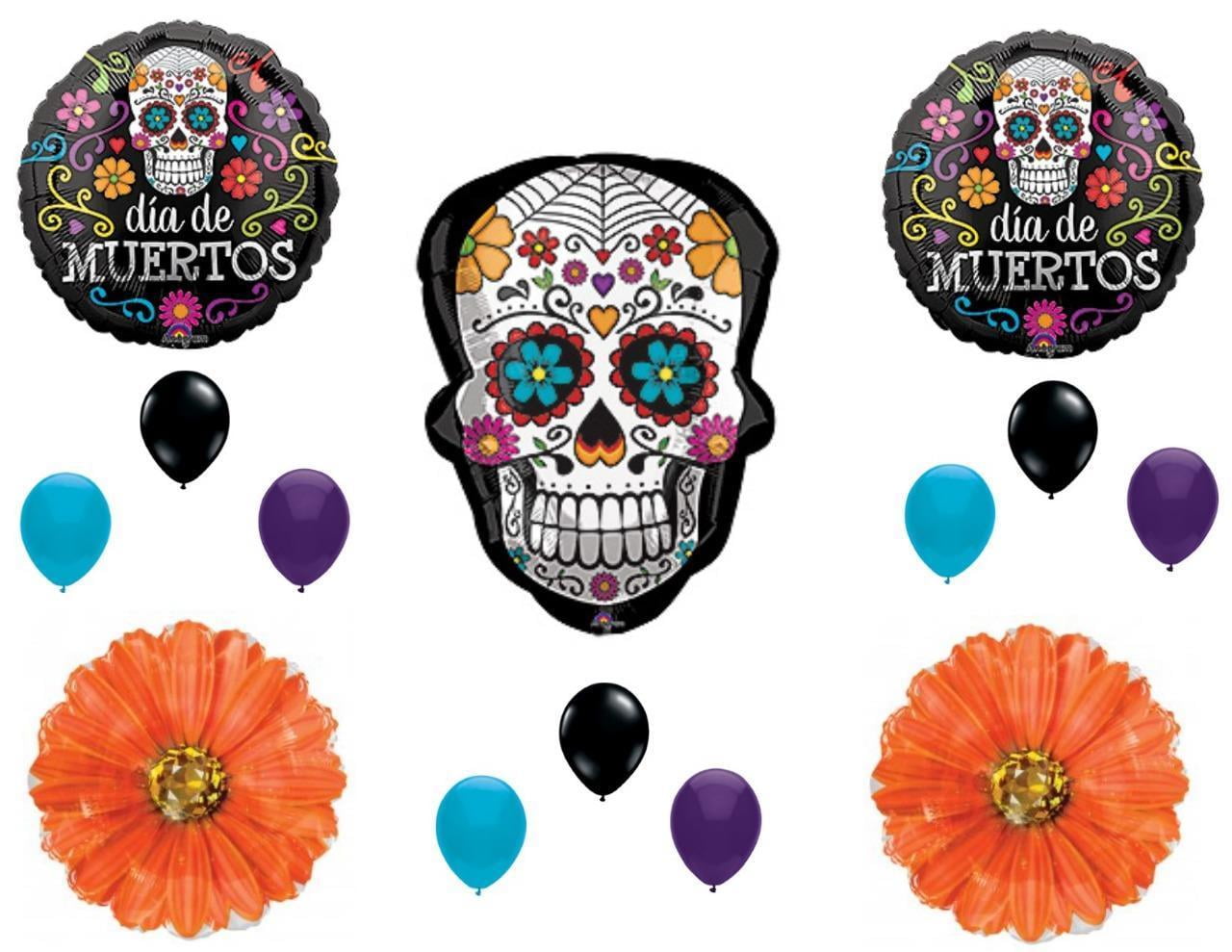 Details about   10x Black Day Of The Dead 12" Balloons Halloween Party Decoration New