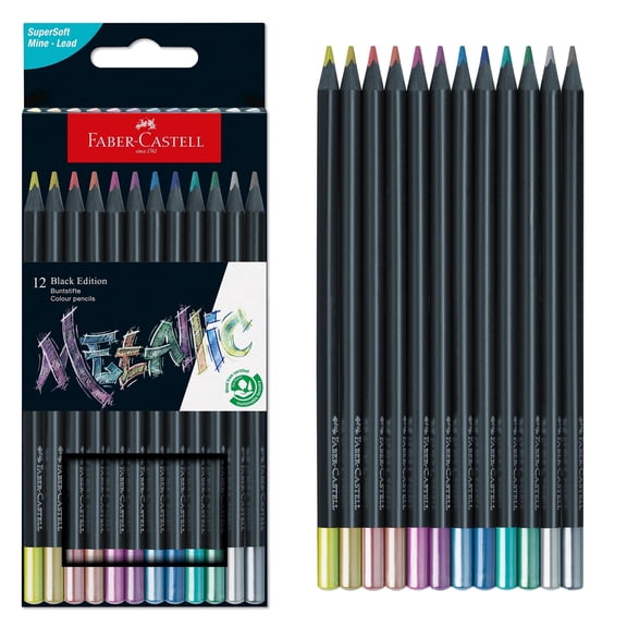 Faber-Castell Black Edition - Metallic Pencils Great for Back to School Art Supplies | 12 Count