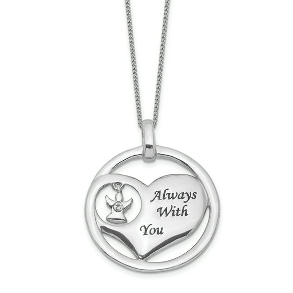 Primal Silver Sterling Silver Rhodium-plated Crystal and Enamel Heart Necklace