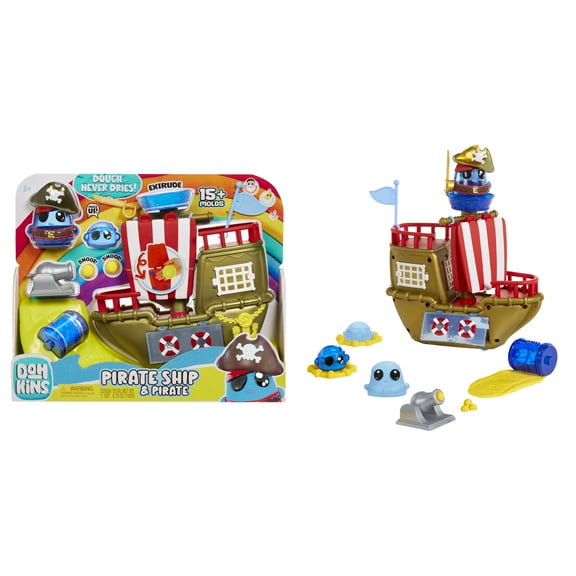 DohKins Pirate Ship Playset & Pirate - Scented Dough that Never Dries, DIY Kids Gift, Ages 3 