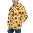 thumbnail image 2 of Pofeuu Brown Leaf Pattern Sunflower Print Teenage Zipper Hoodie Sweatshirts Hooded Casual Jackets With Pocket For Boys Girls-Small, 2 of 6