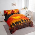 thumbnail image 4 of Manfei Kids Japanese Samurai 7pcs Bedding Comforter Set, Black Orange Oil Printing Queen Bedding Sets, Ancient Tokyo Scenery Reversible Queen Sheet Sets, Luxury Bedroom Decor, 4 of 8