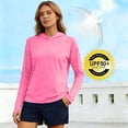 thumbnail image 2 of Women's UPF 50+ Sun Protection Hoodie Shirts Casual Quick-drying Long Sleeve Plus Size Light Tees for Fishing Hiking Going Out Hot Pink XL, 2 of 6