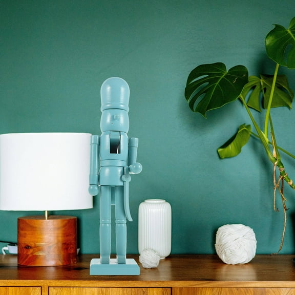 WHAMVOX Sky-blue Wooden Nutcracker for Decoration Lovely and Reusable Christmas Ornament Set of 1