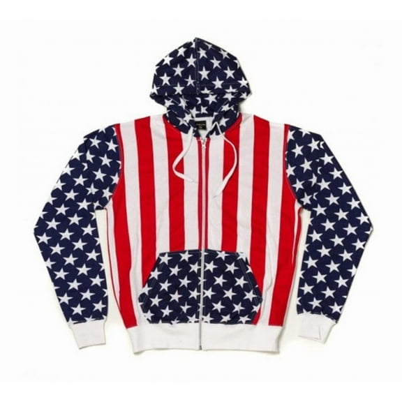 American Flag Men's Long Sleeve Zip-Up Hoodie Jacket - 155119