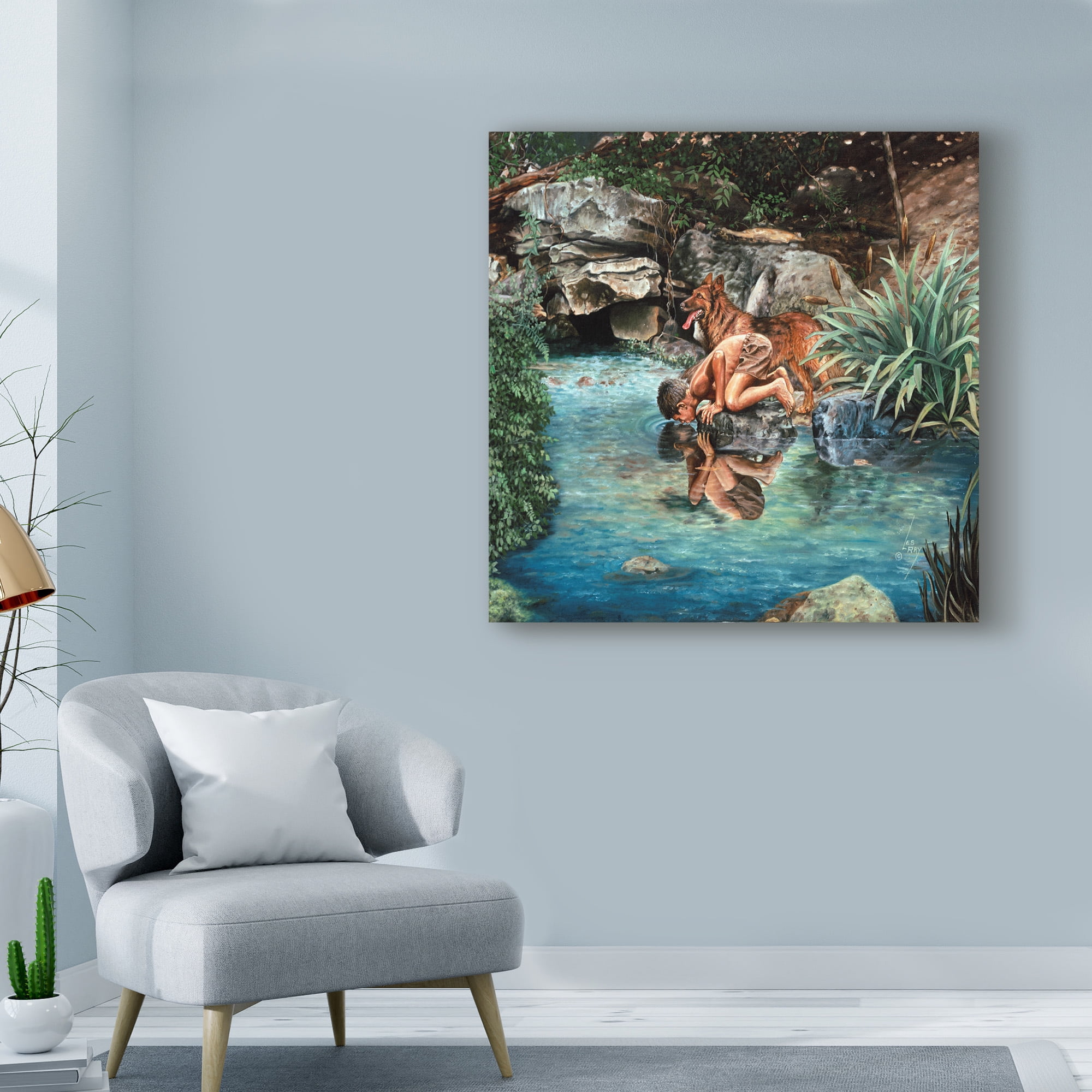 Trademark Fine Art 'Sharing The Water' Canvas Art by Les Ray