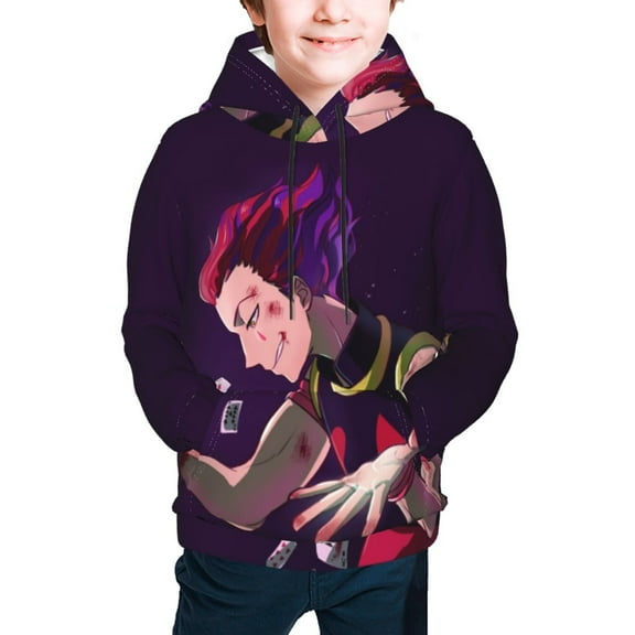 HunterXHunter Hisoka Kids' Hoodie 3D Print Sweatshirt Soft Pullover Hooded with Big Pockets Fans Gifts for Boys or Girls Small