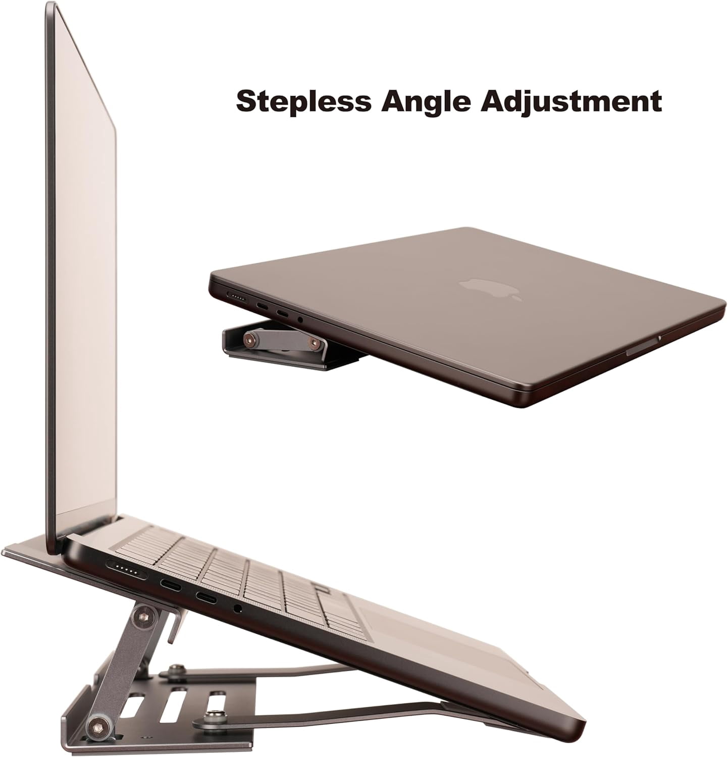 Aluminum Fold & Laptop Riser Stand 3-in-1 Adjustable, Foldable Cooling with Integrated Storage Box, Ruler and Ultra-Slim Portable Design for MacBook, Tablet, Ipad, Keyboard All