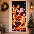 thumbnail image 6 of Glow in the Dark Christmas Door Curtain, Printed Santa and Reindeer Door Cover with Hanging Cord, Holiday Party Decoration, 70.9 by 35.4 Inches, 6 of 6