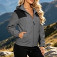 thumbnail image 4 of Women Color Block Hooded Windbreaker Full Zip Cropped Outdoor Jacket Elastic Cuff Pocketed Lightweight Fall Windproof Coat, 4 of 6