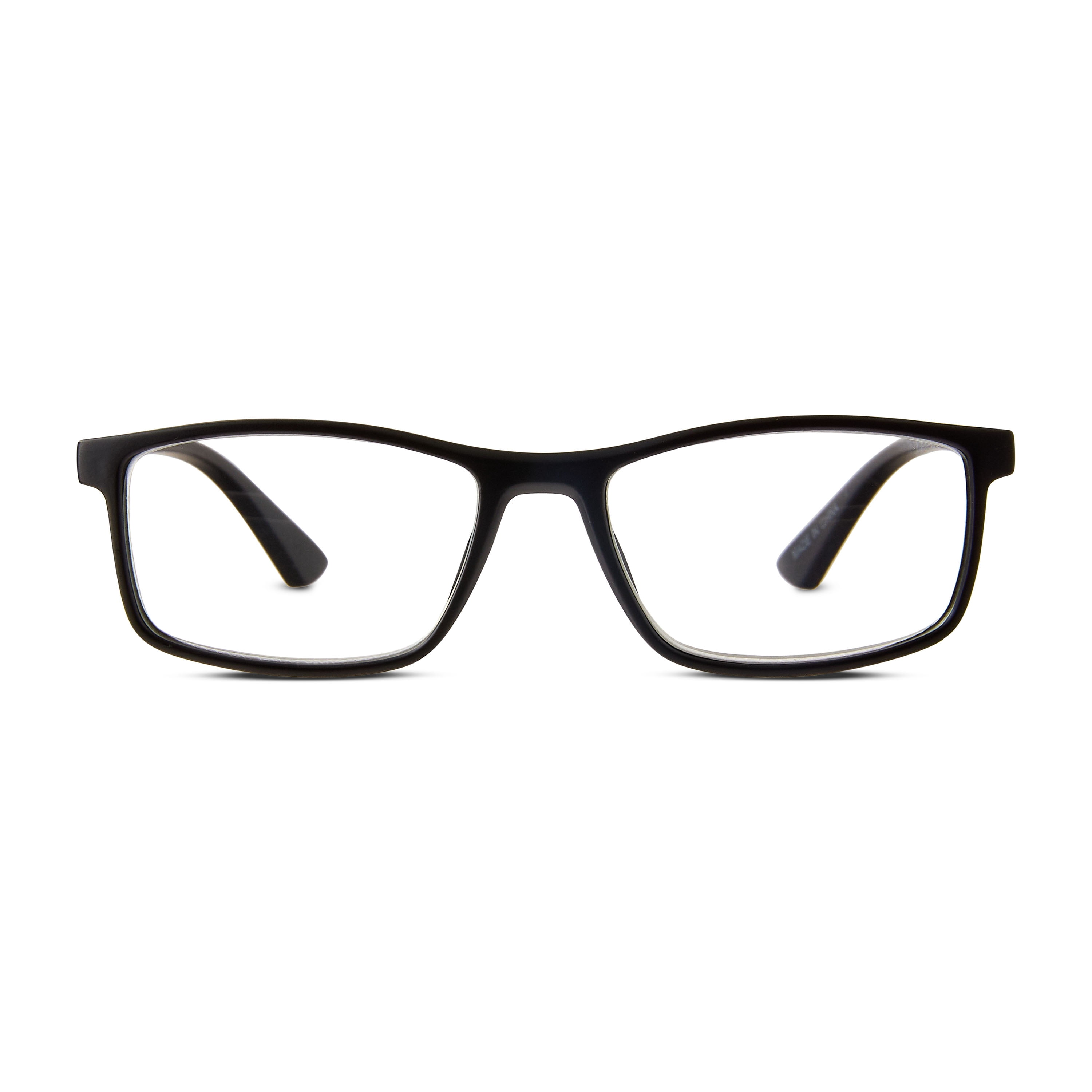 (2 pack) Equate Jackson Mens Rectangular Plastic Reading Glasses with Case, Matte Black, +1.50