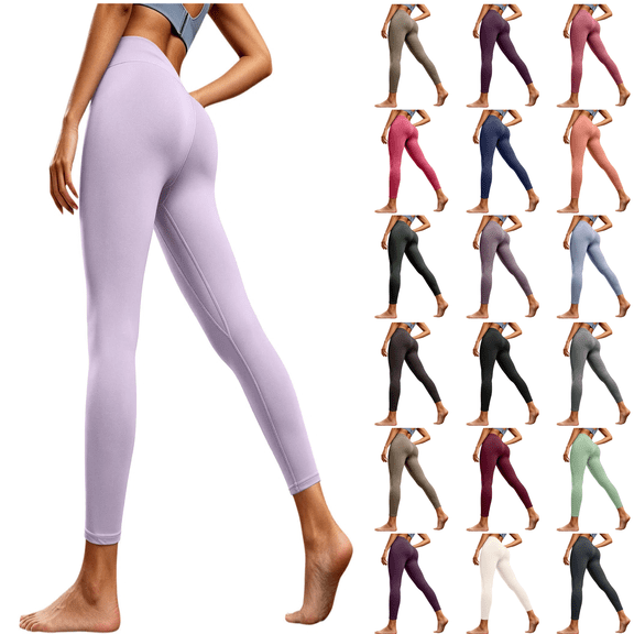 Womens Leggings Solid Color High Tight Waist Loose Workout Sports Yoga Athletic Leggings