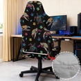 thumbnail image 4 of SCRAWLGOD Sea Turtle Floral Print Black Set of 4 Gaming Chair Covers Slipcovers with Armrest Covers, Breathable Game Computer Office Desk Chair Cover Protector, 4 of 7