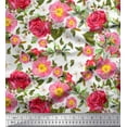 thumbnail image 1 of Soimoi Cotton Voile Fabric Leaves,Clematis & Rose Floral Print Fabric by the Yard 56 Inch Wide, 1 of 1