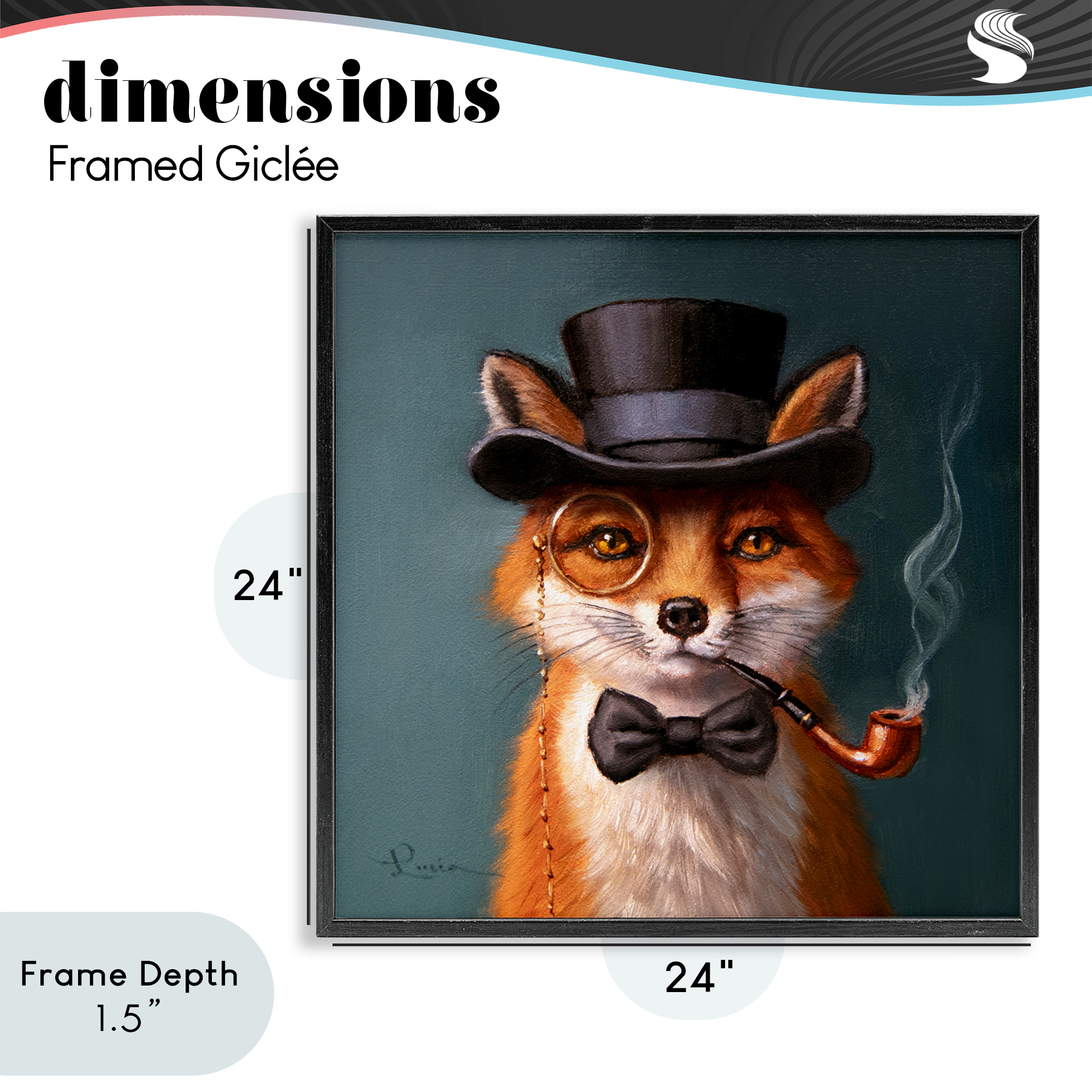 Stupell Industries Charming Dapper Fox Black Framed Giclee Art, design by Lucia Heffernan